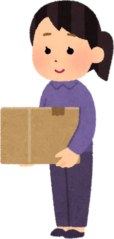 段ボールの荷物を持つ人のイラスト