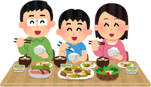 食卓を囲む家族のイラスト