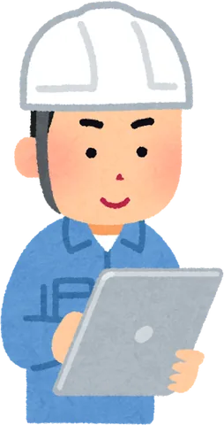 タブレットを使う作業員のイラスト